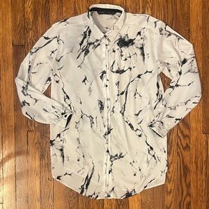 Zara Black and White Marble Button Down Shirt